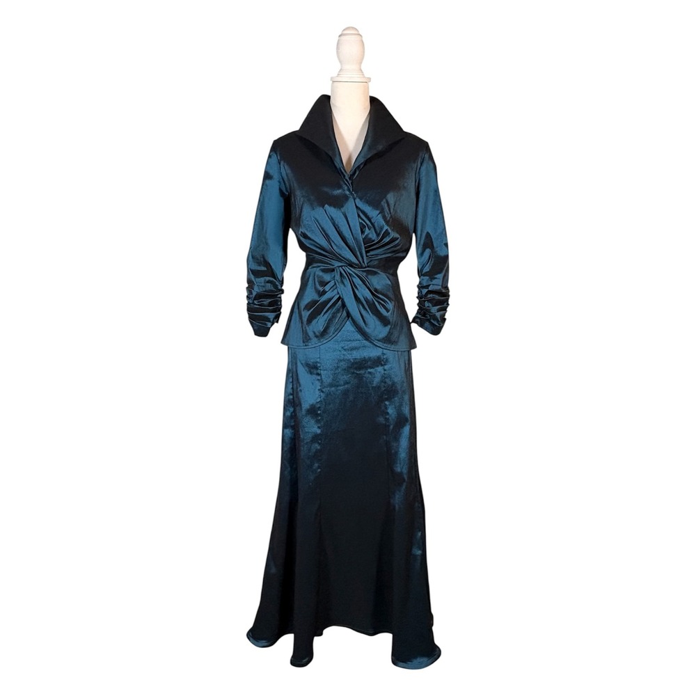 Y2K Tadashi Collection Skirt Set Women's M Retro Chic Regal Formal Old Hollywood